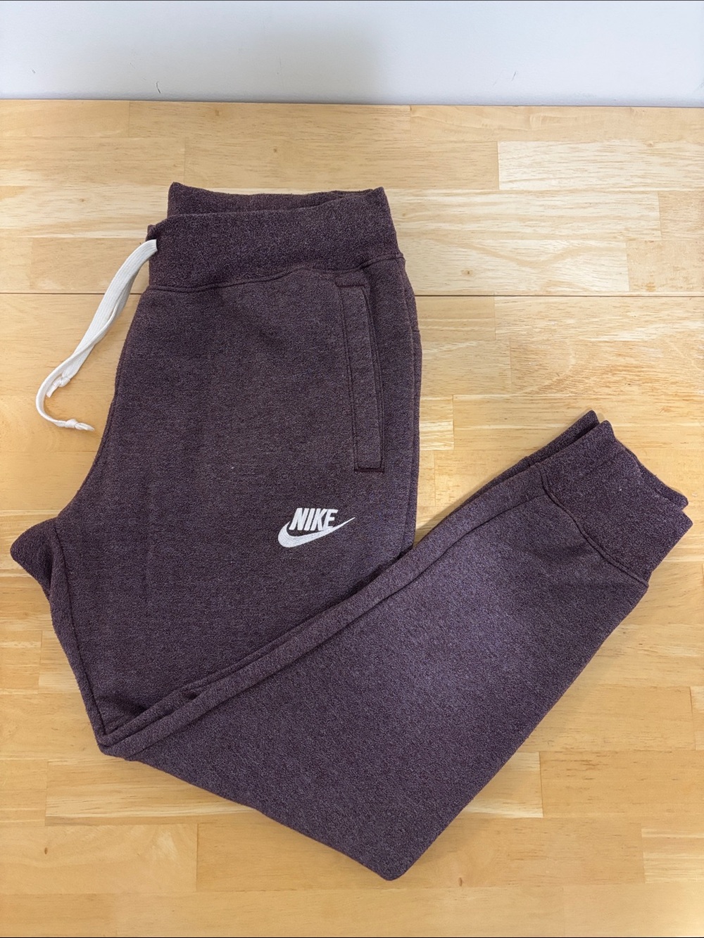 Nike Maroon Jogger Sweatpants with White Logo
